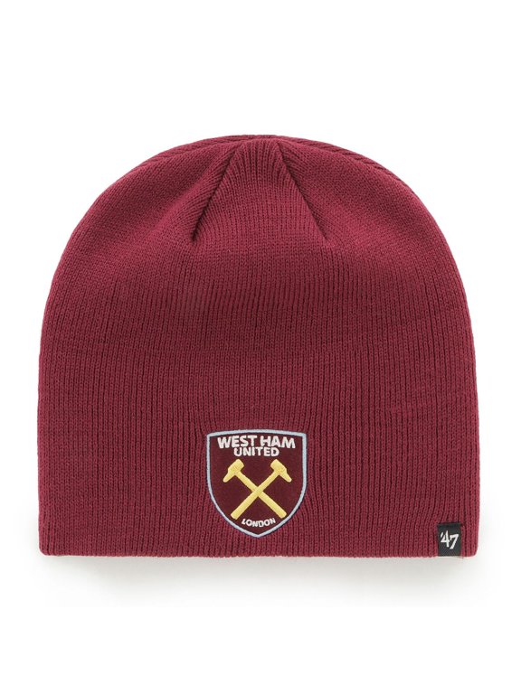 Brand Mens Knitted Skull Beanie ~ West Ham United FC Cardinal Red
