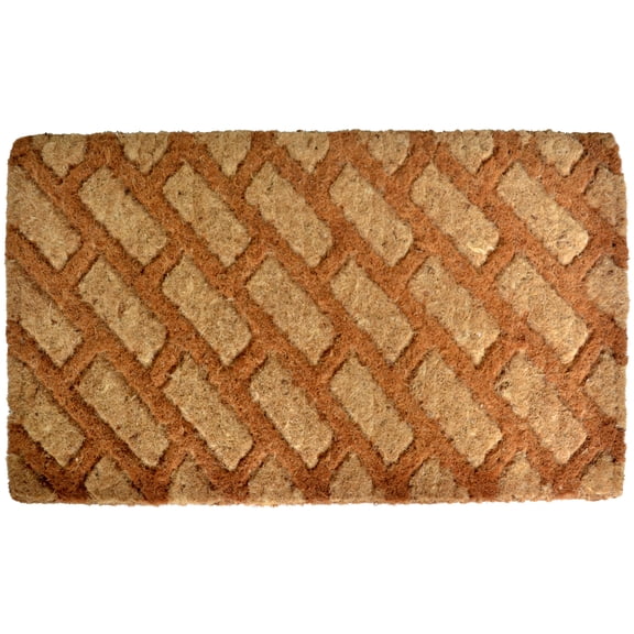 47" Brown Rectangular Diagonal Bricks Basic Coir Door Mat