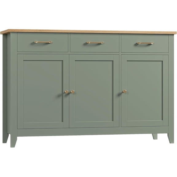 47" Buffet Cabinet with Storage, Kitchen Buffet Table with Drawer, Modern Coffee Bar Storage Cabinet with Adjustable Shelf, Wood Sideboard for Dining Room, Kitchen, Entryway, Light Green