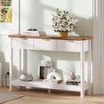 thumbnail image 1 of Pusnapku 47" Console Table, Fluted Wood Foyer Table with Charging Station, Narrow Couch Desk with Storage Shelf and 3 Drawers for Living Room, Hallway, 1 of 9