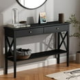47" Console Table with Drawers, Narrow Wood Accent Sofa Table Entryway