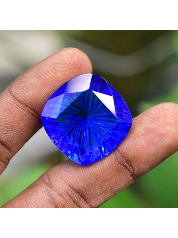 47 Ct Natural Blue Tanzanite Square Cushion Cut Certified Gemstone From Tanzania