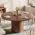 thumbnail image 1 of 47" Dining Table, LEGAHOME Round Kitchen Table 4 Seater, Wooden Circle Pedestal Dining Room Table with 1.1in Thickness Tabletop, Walnut(Only Table), 1 of 10
