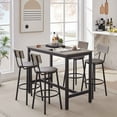 thumbnail image 1 of 47" Dining Table Set with Backrest for 4, Rustic 5-Piece Dining Table Set with PU Soft Cushion, Wood&Steel Console Kitchen Table Set with 4 Stools for Small Places, 1 of 9