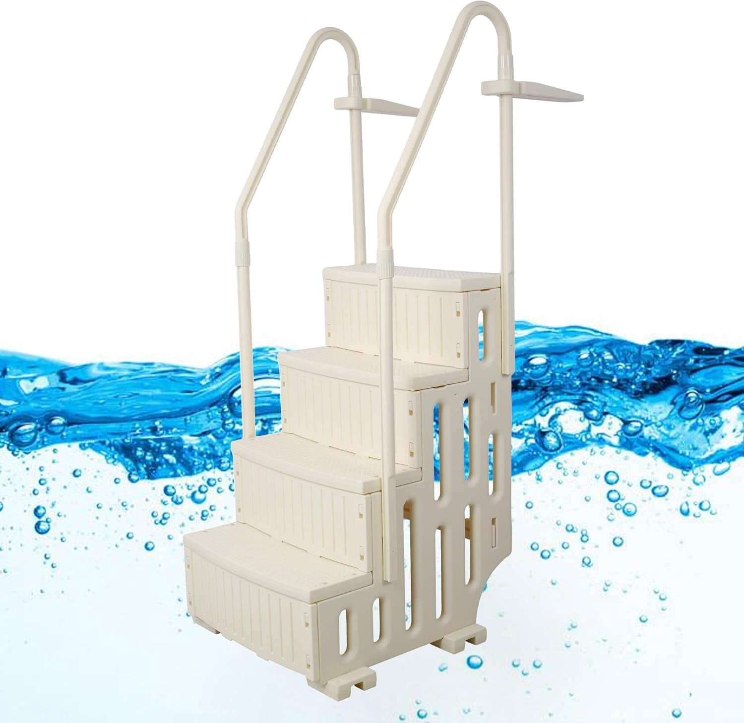 Pool Steel Step Drop In 47'' Drop in Step Ladder for Above Ground Swimming Pool, Heavy-Duty 4 ...