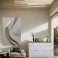 thumbnail image 1 of 47" Dual-Tone Minimalist Kitchen Buffet Cabinet - Arched Design White & Walnut Sideboard with Doors, Space-Saving Pantry Storage for Dining Room, 1 of 10