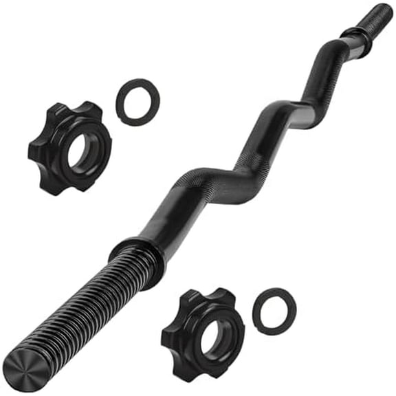 47" EZ Curl Bar Weight Lifting Bar 1-inch Curling Bars for Weight lifting with 2 Star Collars Star-nuts (220lb Weight Capacity) for Hip Thrusts Squats Lunges for Gym and Home