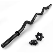 47 EZ Curl Bar Weight Lifting Bar, for Hip Thrusts/Squats/Lunges, 1 Weight Plates Curling Bar for Gym and Home, with Star Collars