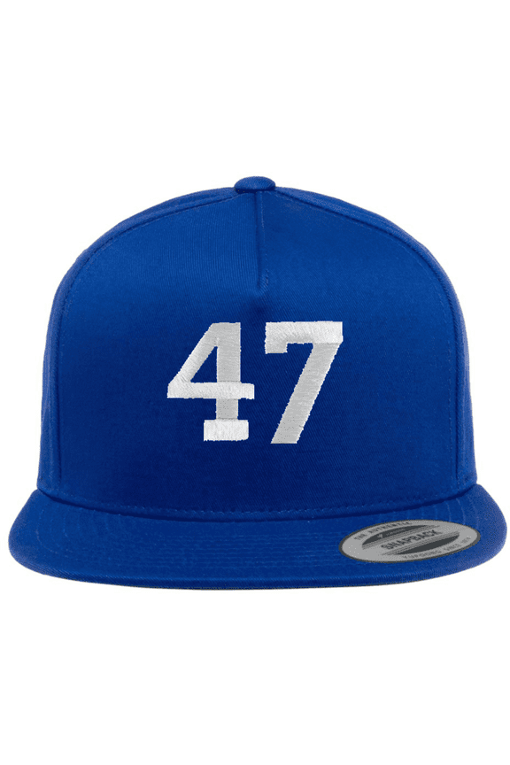 47 Embroidered Cotton Snapback Hat, Flat Bill High-Profile Patriotic Structured Baseball Cap for Men & Women