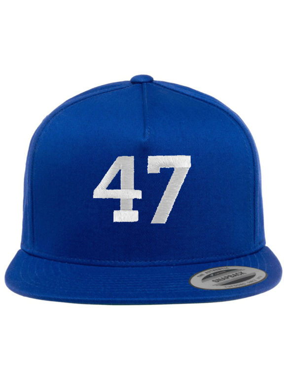 47 Embroidered Cotton Snapback Hat, Flat Bill High-Profile Patriotic Structured Baseball Cap for Men & Women