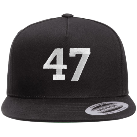 47 Embroidered Cotton Snapback Hat, Flat Bill High-Profile Patriotic Structured Baseball Cap for Men & Women