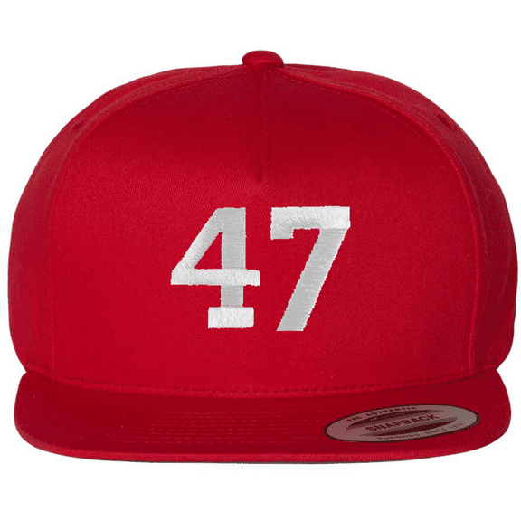 47 Embroidered Cotton Snapback Hat, Flat Bill High-Profile Patriotic Structured Baseball Cap for Men & Women