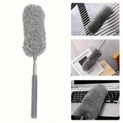 47" Extendable Microfiber Duster Pole - Bendable Stainless Steel Brush for Ceiling/Furniture/Car, Washable & No Power Needed
