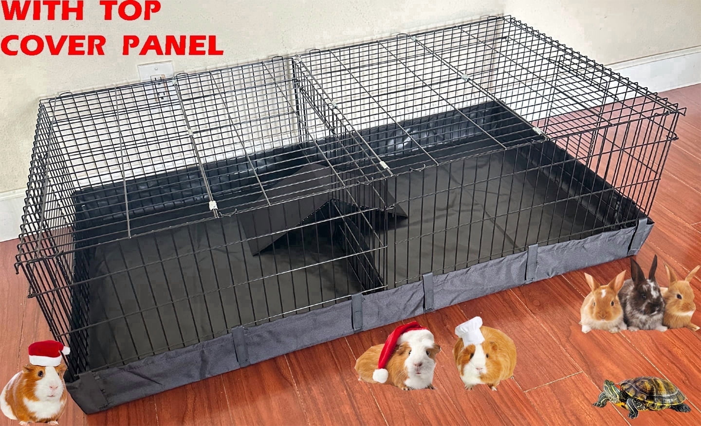 47" Extra Large Guinea Pig Dwarf Rabbit Habitat Yard With Top Cover Hamster Turtle Critters Cage Center Divider with Door Ramp Mouse Mice Bunny Enclosure with Waterproof Bottom Canvas