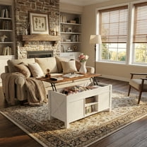 47" Farmhouse Lift Top Coffee Table with Sliding Barn Doors, Large Hidden Storage Compartment and Adjustable Shelf for Living Room,Office, White