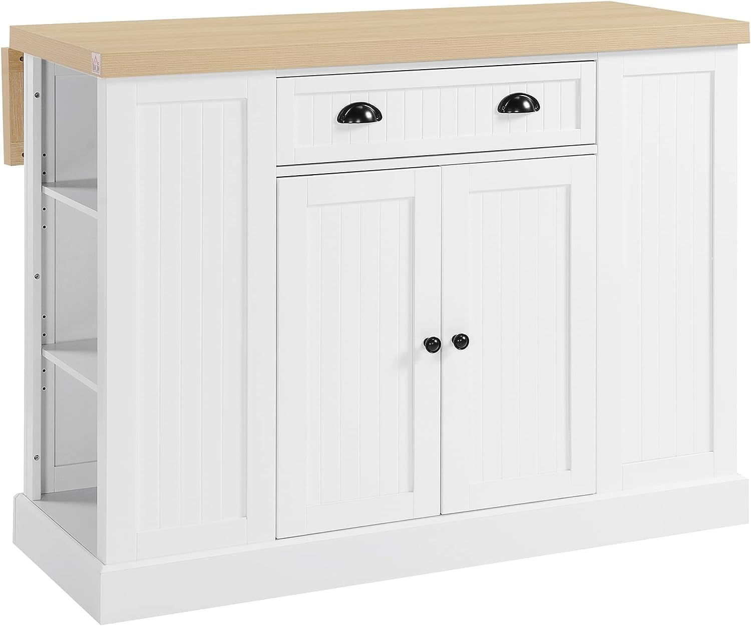 47" FlutedStyle Wooden Kitchen Island, Kitchen Countertop Storage