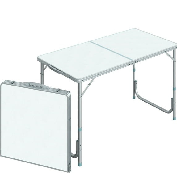 47" Folding Camping Table - Height Adjustable, Lightweight, Portable, For Garage, Picnic, Use Home Spaces
