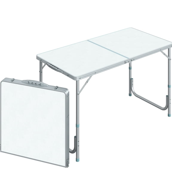 47" Folding Camping Table - Height Adjustable, Lightweight, Portable, For Garage, Picnic, Use Home Spaces