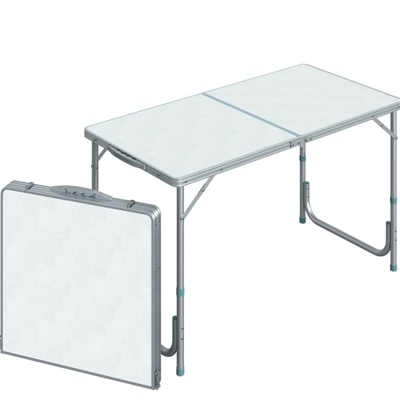 47" Folding Table For Camping - Height Adjustable, Lightweight, Portable, Picnic, Camping, Garage Spaces Lightweight Robust Garage, Home, Picnic Chores