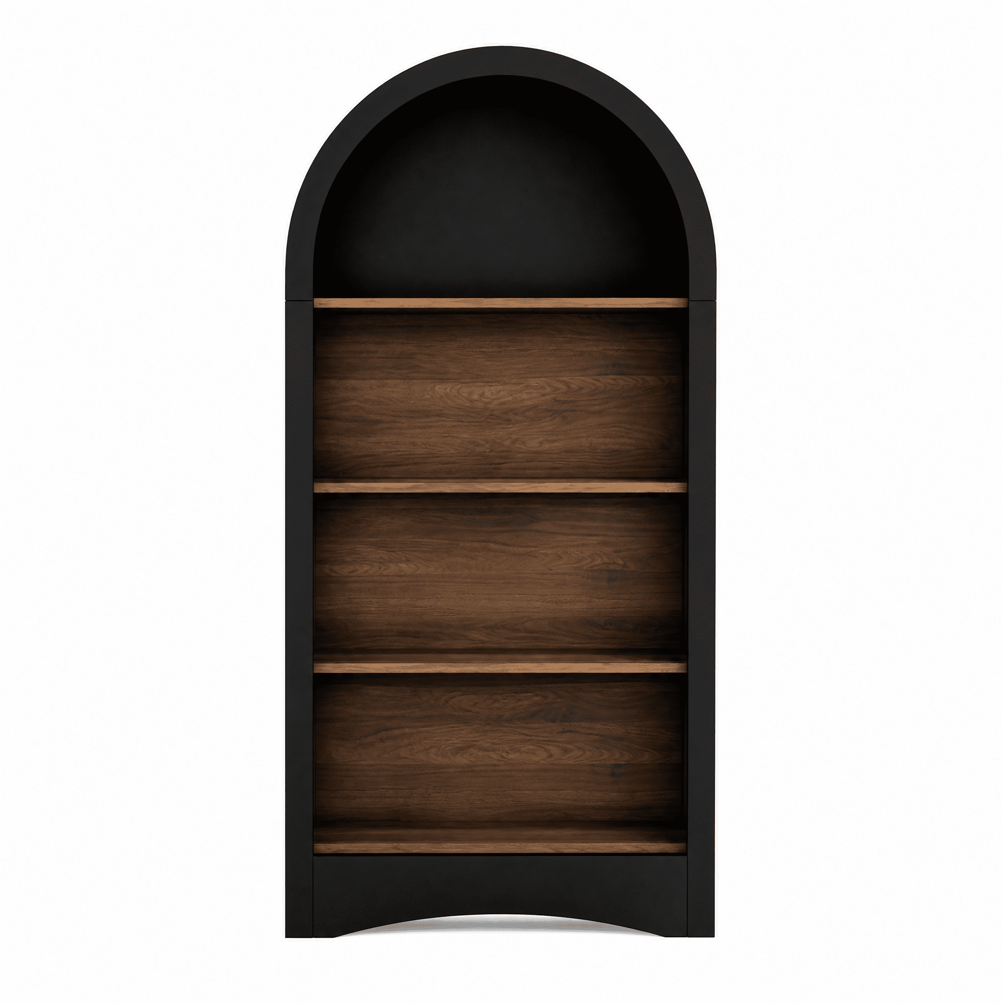 47" Freestanding Display Rack with Woodgrain Shelves, Arched Storage Cabinet, 4-Tier Open Shelf, Small Space Accent Bookcase for Living Room, Bedroom, Entryway