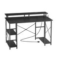 thumbnail image 1 of 47" Gaming Desk with Power Outlets & Monitor Stand, Computer Desk with Storage Shelves, Home Office Study Desk - Black, 1 of 6