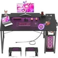 47 GamingDesk with LED Lights, Power Outlet and USB, Reversible Laptop