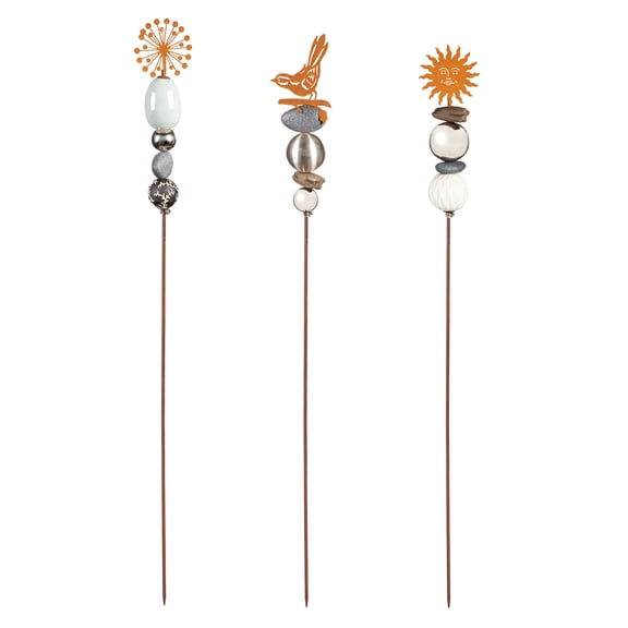 47"H Stacked Stone Garden Stake 3 ASST, 2 of EA