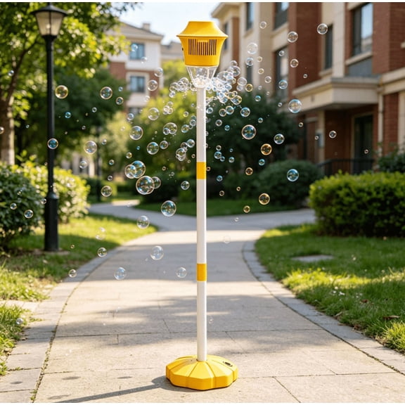 47 Inch 3 Level Height Adjustable Automatic Bubble Stand Machine, Rechargeable Electric Bubble Maker with Lights & Music Outdoor Bubble Machine for Birthday Wedding Party Yellow
