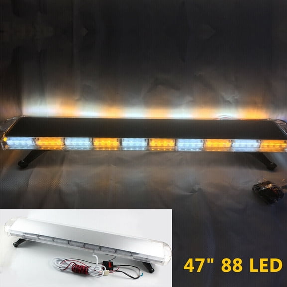 47 Inch 88 LEDs Strobe Flashing Light Bar, 15 Flashing Modes High Intensity Emergency Hazard Warning Beacon Lights for Car Trucks Trailer Roof Safety (Amber Yellow)