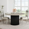thumbnail image 1 of 47-Inch Black Round Dining Table for 4-6 People, Modern Fluted MDF + Metal Base Kitchen Table, Sturdy Circle Dining Room Furniture, 1 of 7