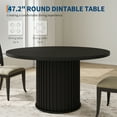 thumbnail image 1 of 47-Inch Black Round Dining Table for 4-6 People, Modern Fluted MDF + Metal Base Kitchen Table, Sturdy Circle Dining Room Furniture, 1 of 7
