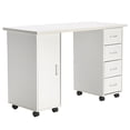 thumbnail image 1 of 47 Inch Computer Desk, Office Desk with 4 Drawers and Storage Place, Modern Simple PC Desk Manicure Table with Rolling Wheels for Home, Office, 1 of 7