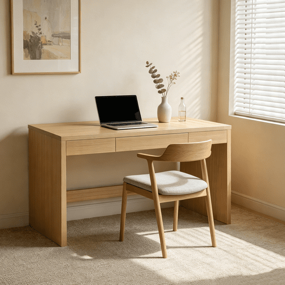 47 Inch Computer Desk and Writing Table Farmhouse Home Office Desk with Drawer, Study Desk for Bedroom, Writing and Home Office Table