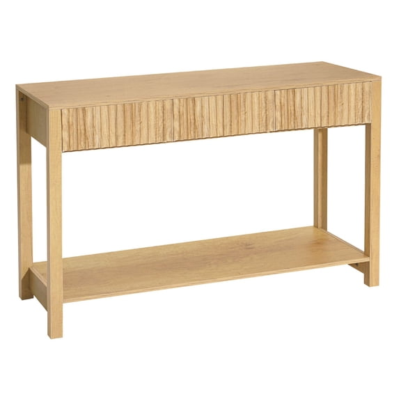 47 Inch Console Table Farmhouse Sofa Desk Drawer Shelf Wood Rectangular Narrow Entryway Hallway Living Room Bedroom