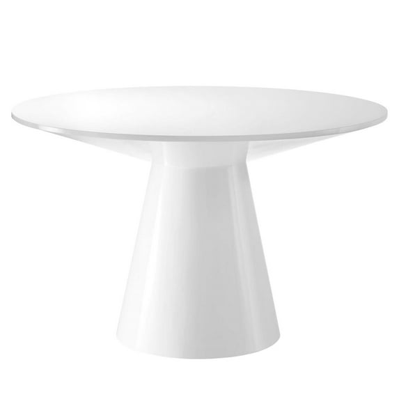 47 Inch Dining Table, White, Wood, Round, Kitchen Cafe Bistro Hospitality Restaurant, Modern Contemporary HB34407