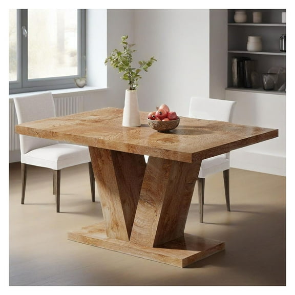 47-Inch Dining Table for 4, Walnut Kitchen Table - Farmhouse Wooden Dining Table with Pedestal Base