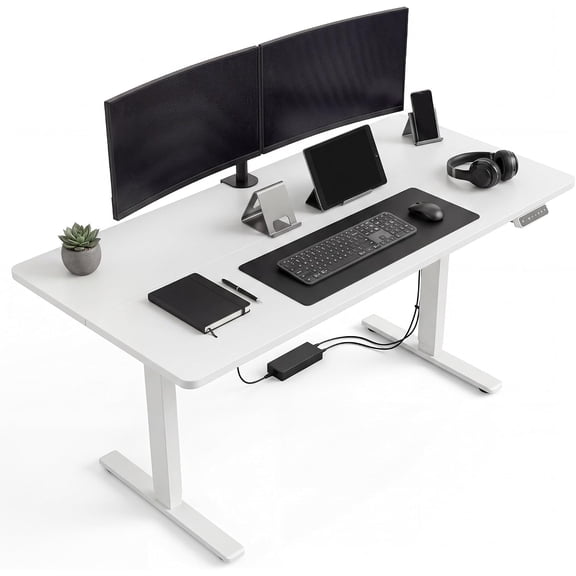 47 Inch Electric Standing Desk, Height Adjustable Computer Desk with 4 Memory Presets, Quiet Motor, Anti-Collision System, Steel Frame, 220 lb Capacity
