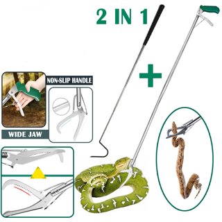 iClover 47 Professional Snake Catcher, Extra Heavy Duty Reptile Grabber  Tongs Stick Rattlesnake Handling Tool Trash Pick Up, Litter Picker with