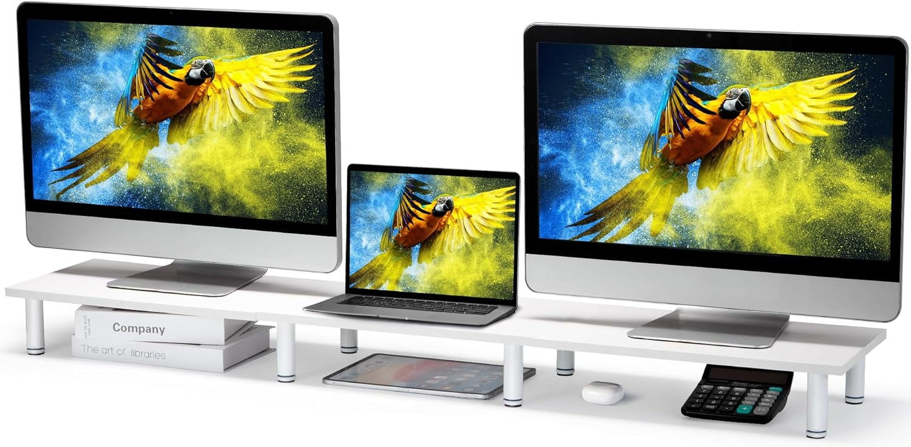 47 Inch Extra-Long Dual Monitor Stand Riser for 2 Monitors, Desk Shelf ...