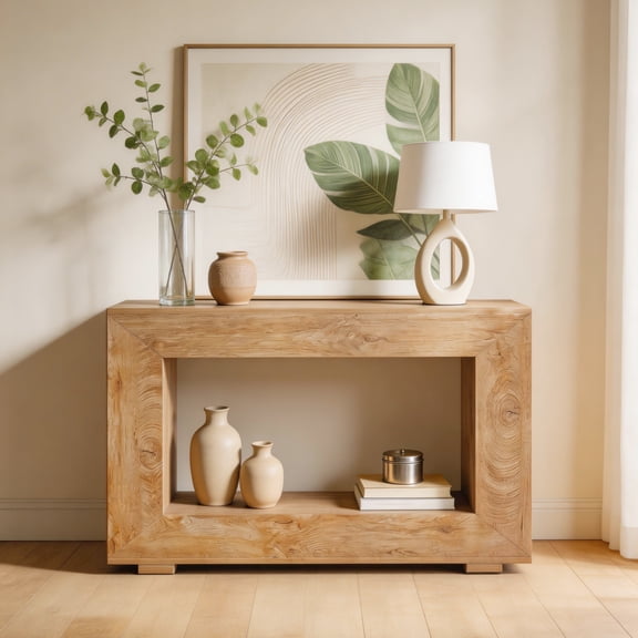 47-Inch Farmhouse Console Table, Rustic Entryway Table with Storage, Industrial Hallway Accent Table for Living Room, Entrance