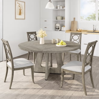 Round Table Base Only Farmhouse 47-Inch Round Dining Table, Sturdy Wood Pedestal Base Table ...