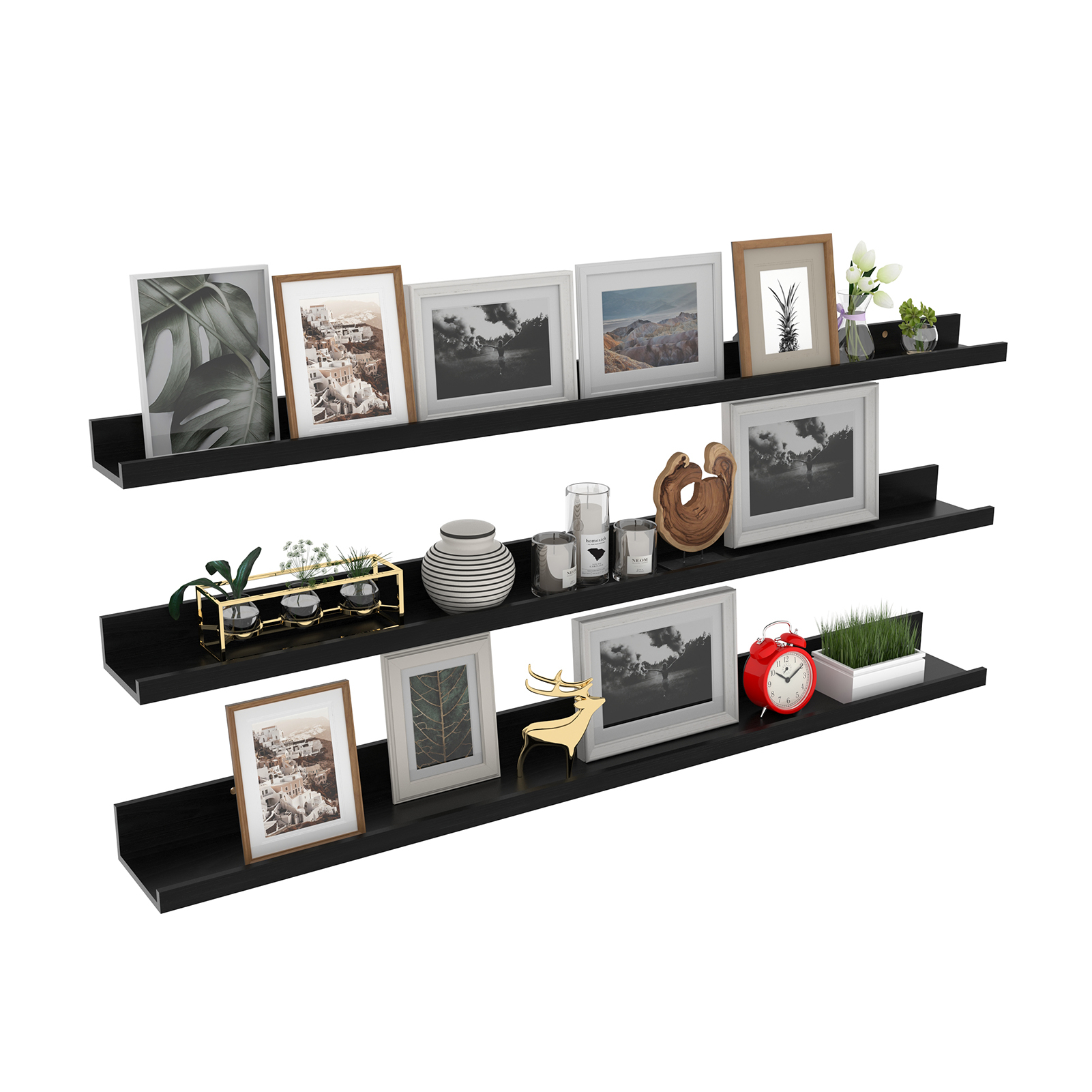 InPlace Floating Picture Ledge Shelf, 60" W x 4.5" D x 3.5" H, Black