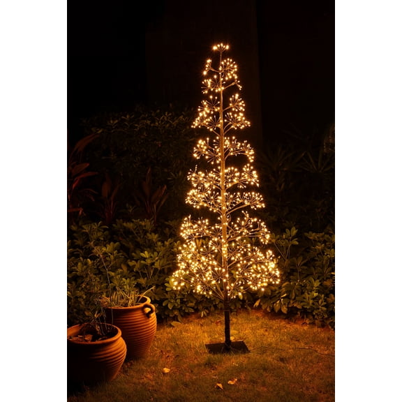 47 Inch Flower Twinkling Light Tree, 640 Warm White LEDs, CUL Listed Adaptor 8.4W/12V, Indoor/Outdoor Lighted Decoration Tree with Metal Stand Holiday, Christmas & Home Dcor (White)
