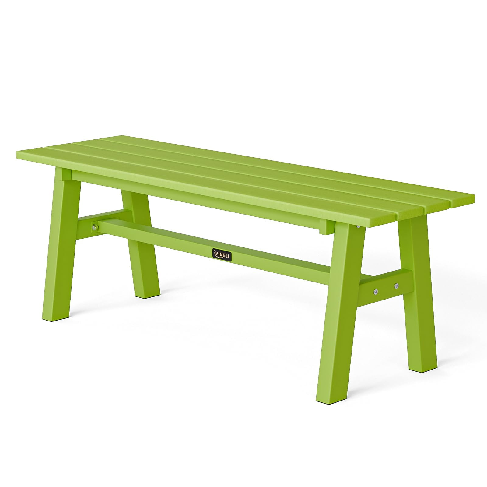 47 Inch HDPE Outdoor Bench, Durable Poly Lumber Garden Bench with Steel ...
