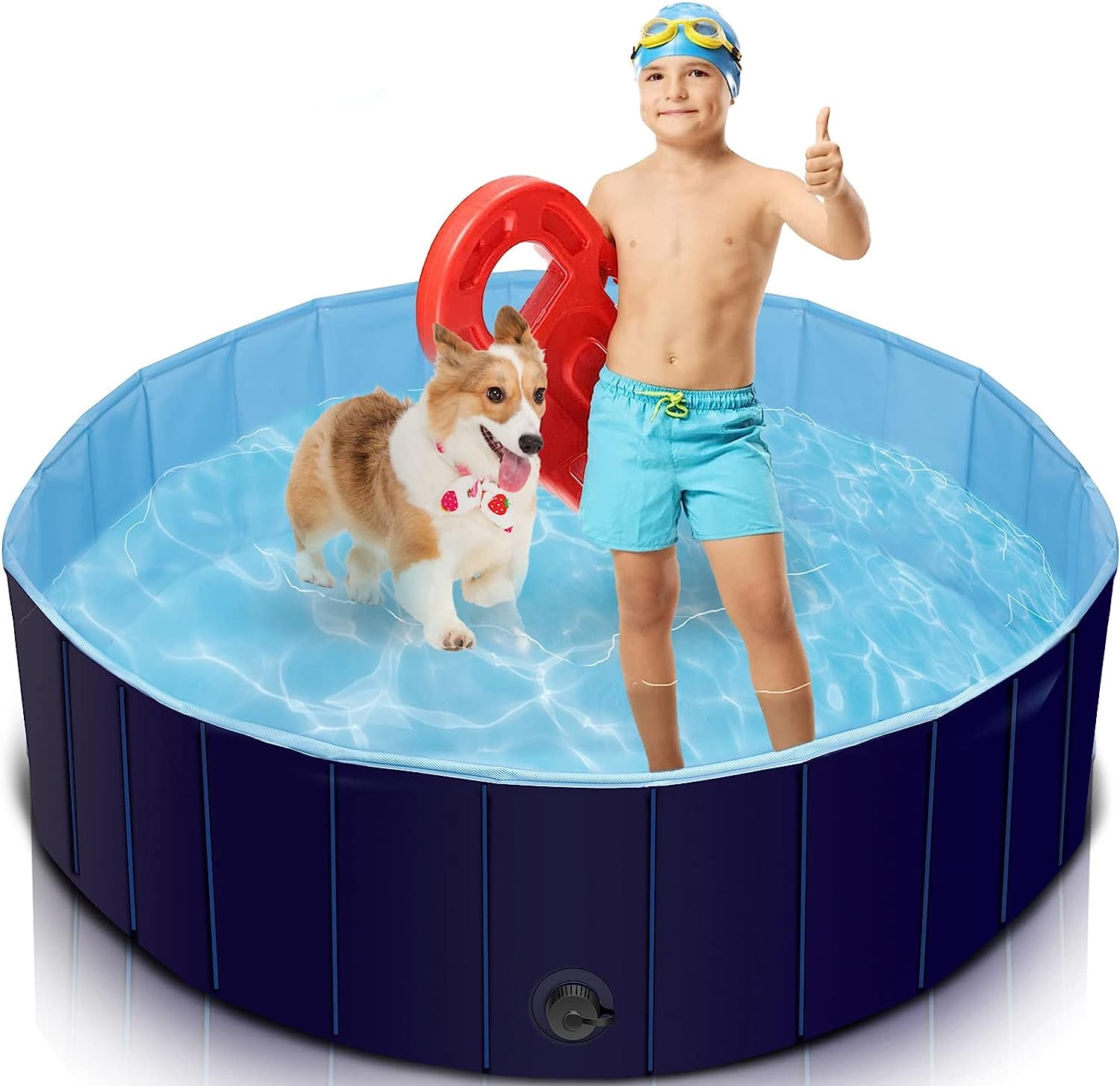 47 Inch Large Dog Swimming Pool,Foldable Dog Pool Collapsible Hard