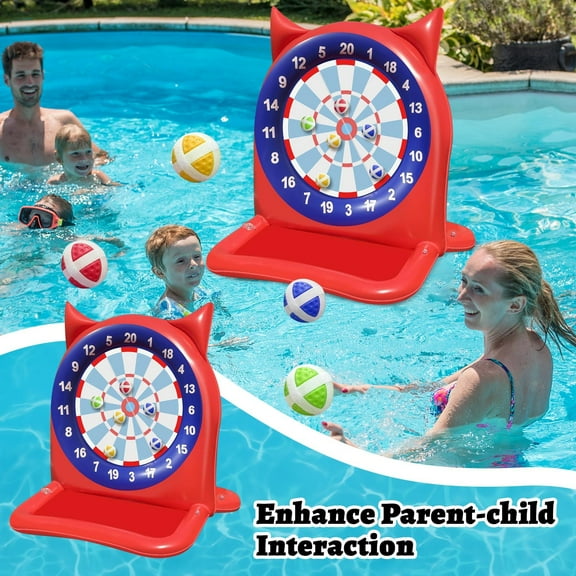 47-Inch Large Inflatable Dart Board Pool Game Set with 12 Sticky Balls, Heavy Duty Floating Target Board for Outdoor Backyard Water Leisure and Family Parties