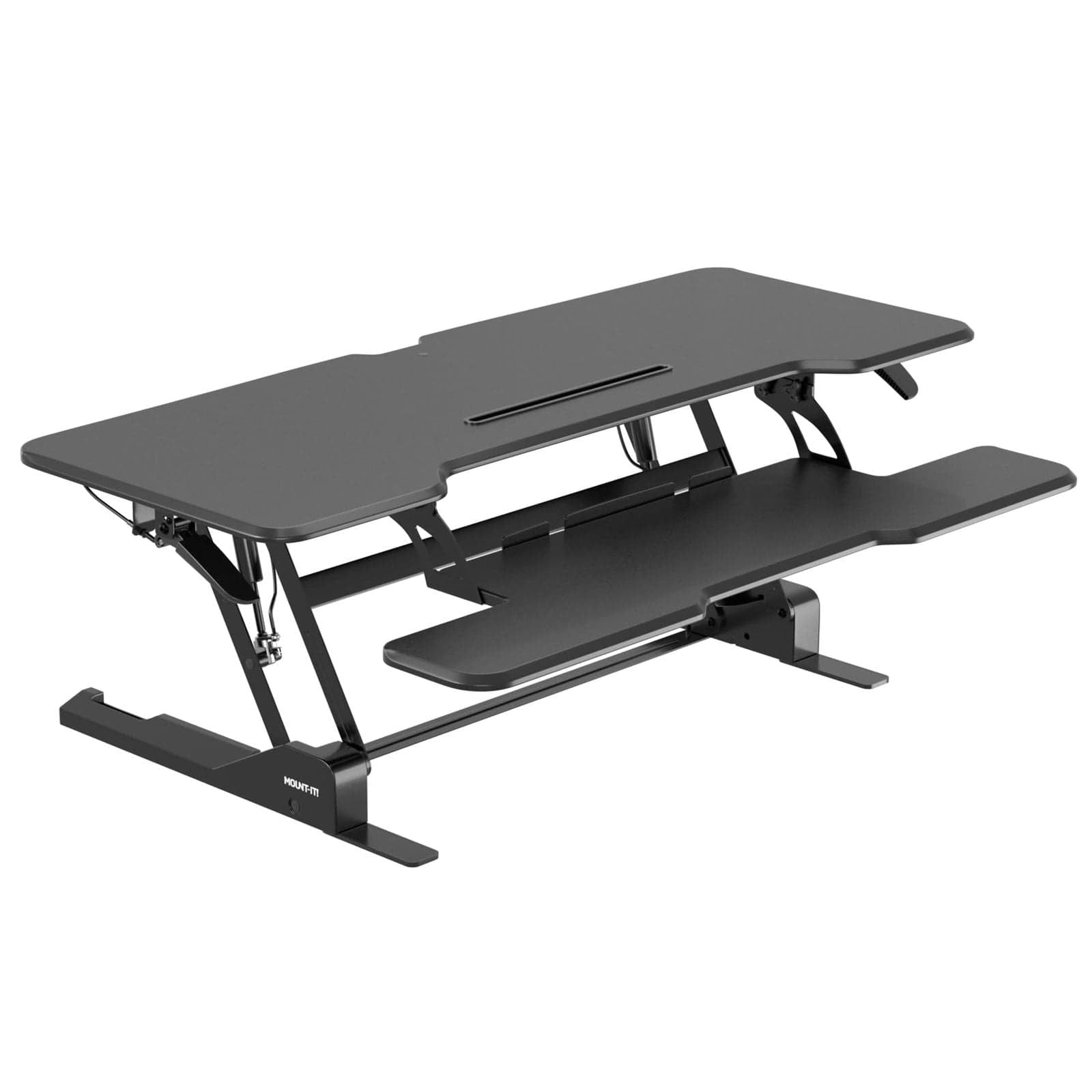 47 Inch Large Standing Desk Converter – Extra Wide Sit Stand Riser with Keyboard Tray, Dual Monitor Space, Gas Spring Height Adjustable – Ergonomic Desktop Workstation for Home or Office