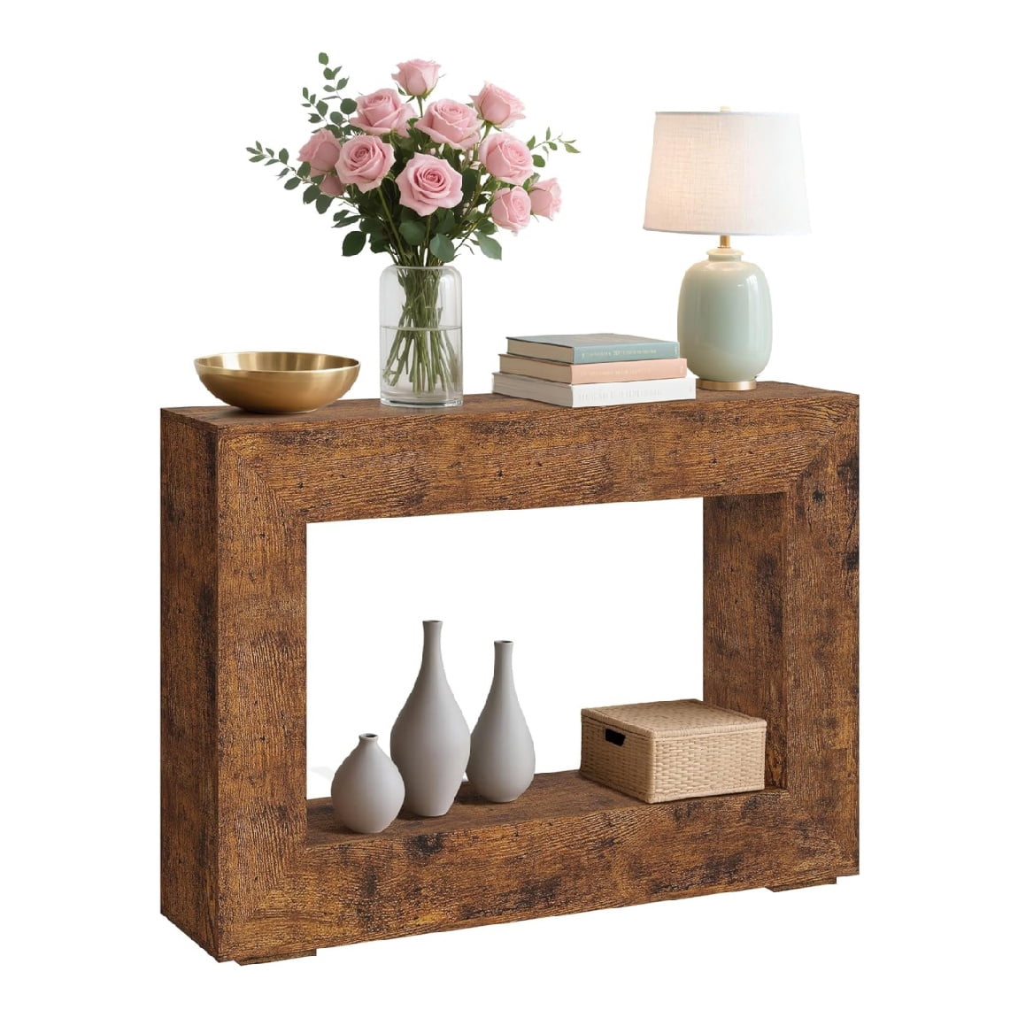 47 Inch Long Console Table for Entryway, Farmhouse Narrow Sofa Table Behind The Couch with Storage for Hallway, Living Room, Foyer, Entrance