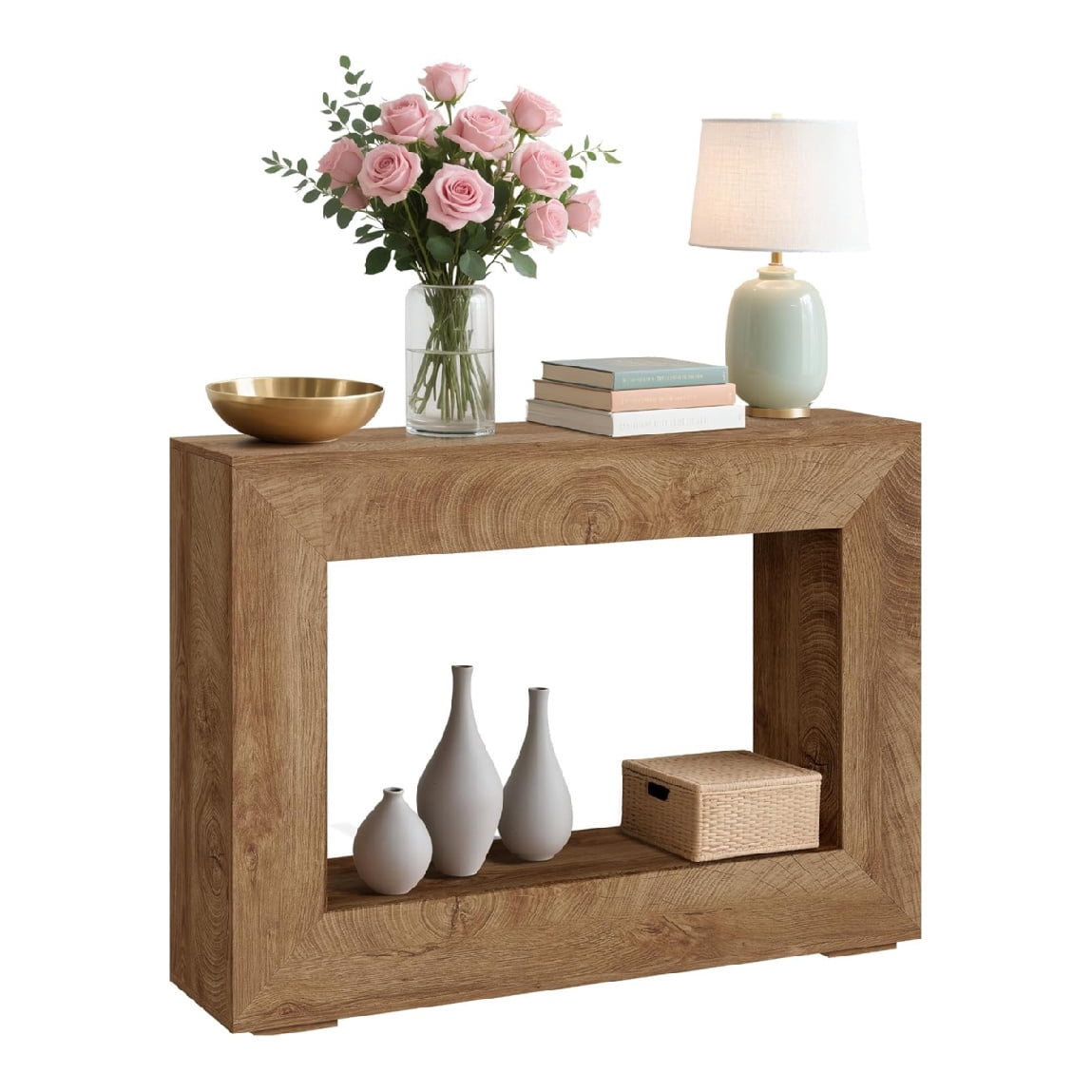 47 Inch Long Console Table for Entryway, Farmhouse Narrow Sofa Table Behind The Couch with Storage for Hallway, Living Room, Foyer, Entrance