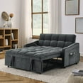 thumbnail image 1 of 47 Inch Loveseat Sofa Bed with Pull-Out Sleeper, Mid-Century Modern Velvet Convertible Sofa with Adjustable Back, USB-C Charging and Arm Storage Pockets, Grey, 1 of 10